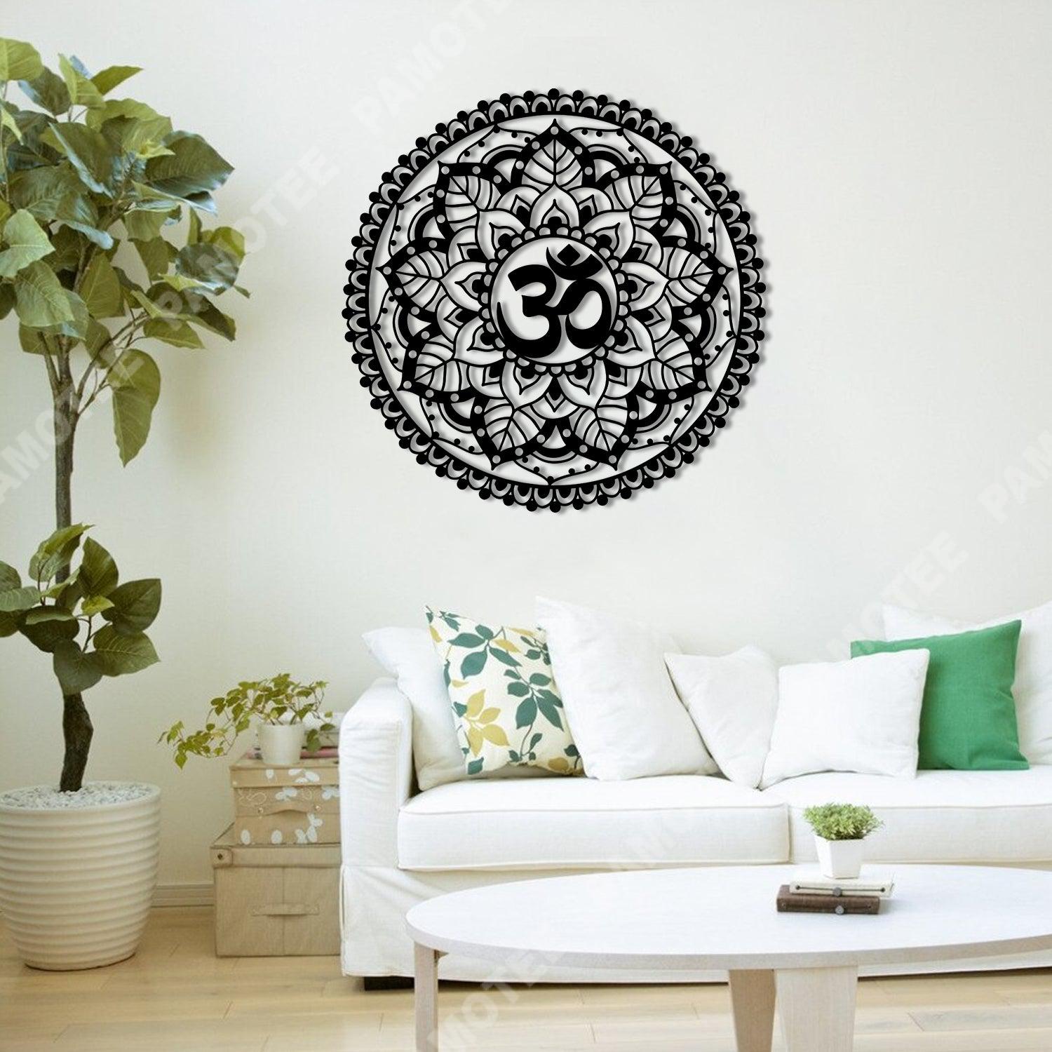 Om Ohm Aum Symbol Mandala Of Lotus Buddha Yoga Metal Art Nalaprint