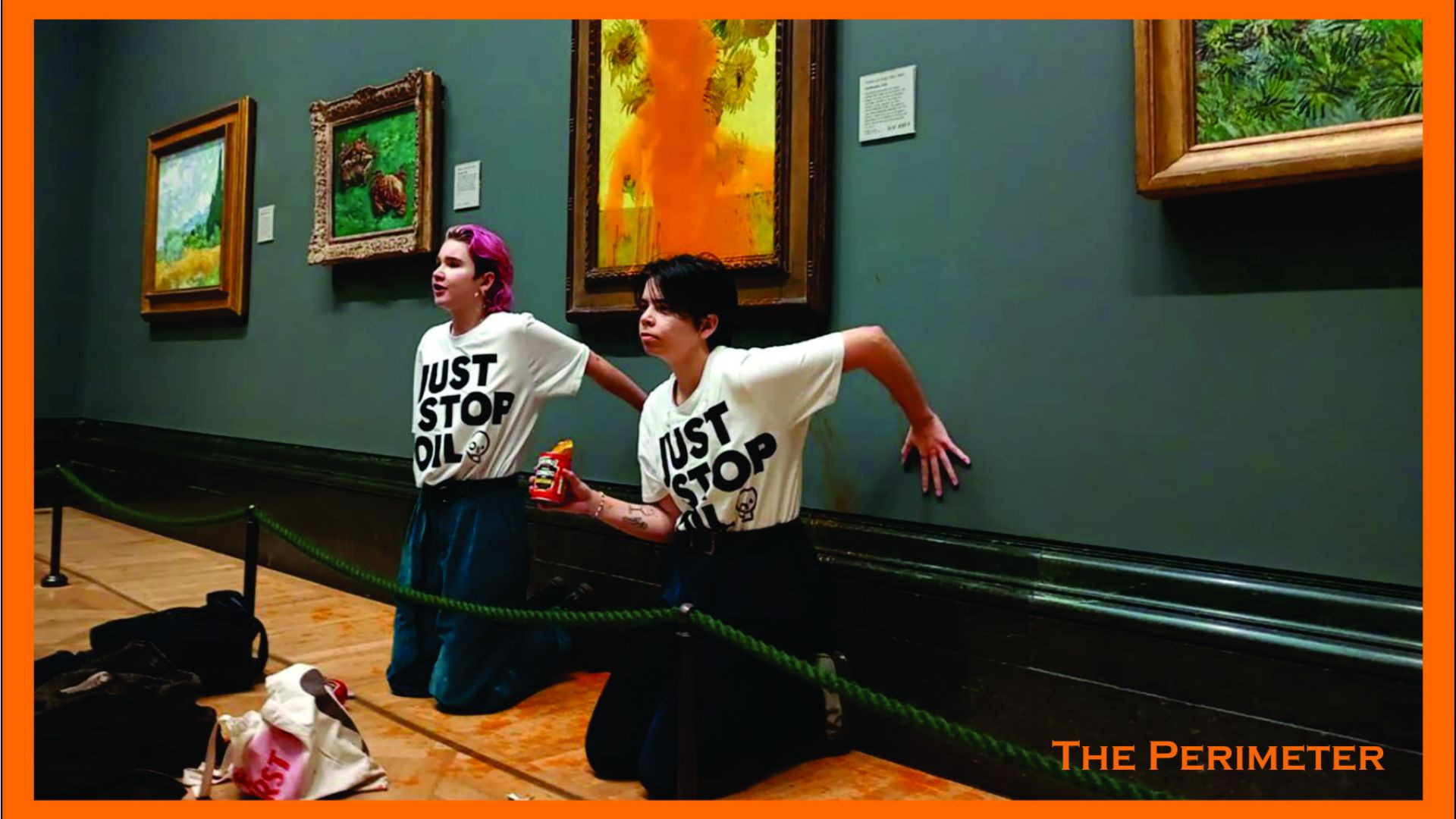⁣CHILDISH CLIMATE ACTIVISTS THROW TOMATO SOUP AT VAN GOGH'S SUNFLOWERS PAINTING