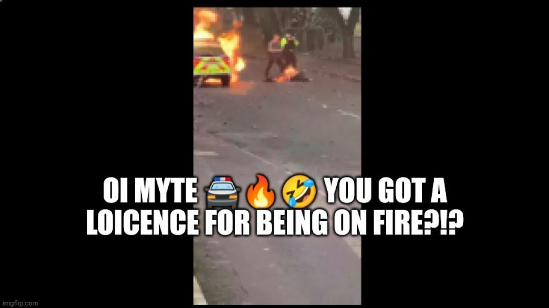 ⁣OI MYTE YOU GOT A LOICENCE FOR BEING ON FIRE❓HAHAHAHAHAHAHA 🚔🔥🤣 [NOW WITH SOUND]