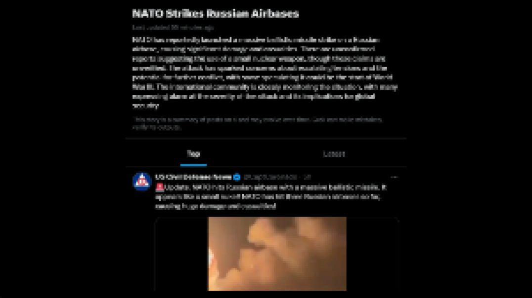 ⁣NATO HAS REPORTEDLY LAUNCHED A MASSIVE BALLISTIC MISSILE STRIKE 🚀 ON A RUSSIAN AIRBASE