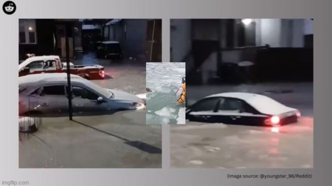 ⁣DETROIT 🌊🧊 FLOODED AND FROZEN [DOG RESCUED 🐶 FROM ICE FLOE]