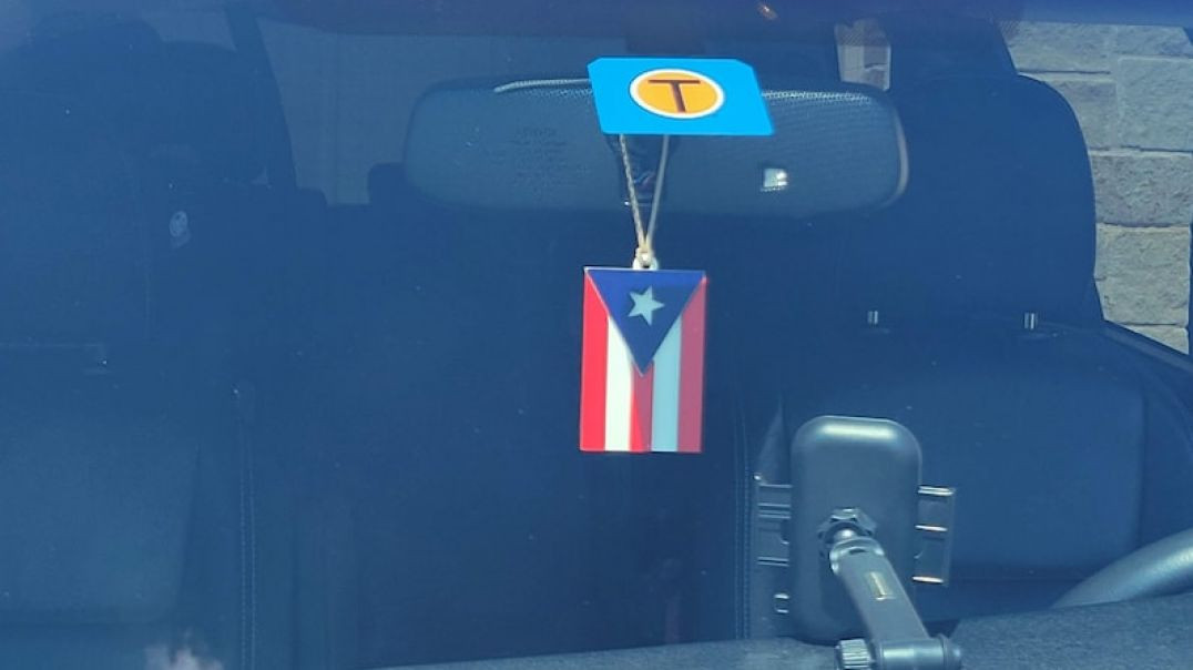 ⁣Criminal invading puerto ricans profiteer of flags illegally obstructing the view of driving!