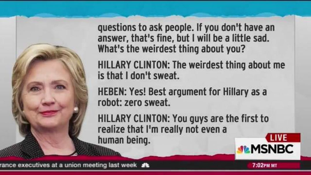 THE PANTSUITWARPIG 🐗 HILLARY DIANE RODHAM CLINTON SAYS OUT LOUD 📺 'I'M NOT REALLY A HUMAN