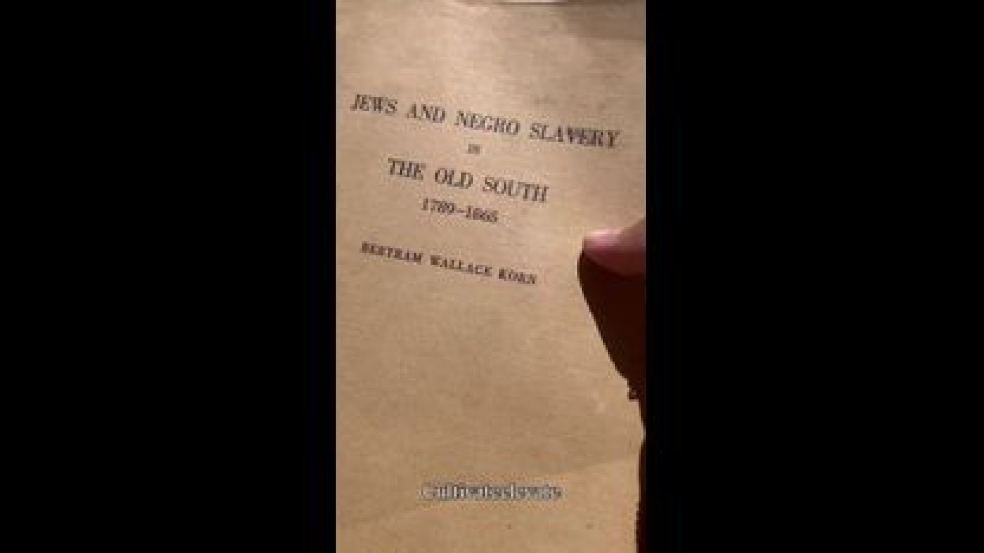 JEWS AND NEGRO SLAVERY ₪ IN THE OLD SOUTH [1789-1865]