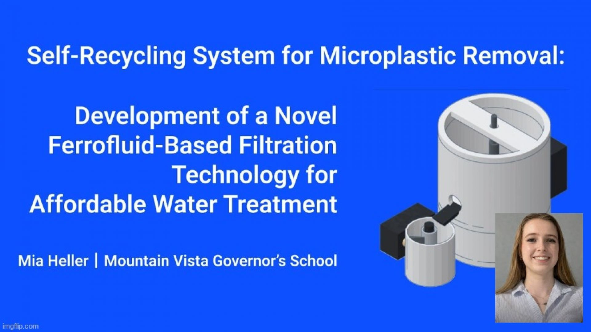 ⁣SELF-RECYCLING SYSTEM FOR MICROPLASTICS REMOVAL 🚰 [ENEV053] ISEF 2025 [MIA HELLER]