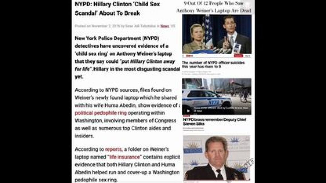 WERE COPIES MADE OF THE WEINER LAPTOP AND THIS IS WHY 9+ COPS ENDED UP DEAD❓