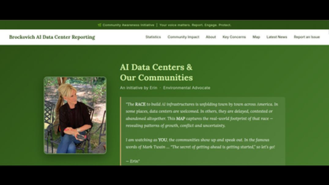 ⁣ERIN BROKOVICH HAS LAUNCHED A WEBSITE TRACKING ALL DATA CENTERS IN AMERICA AND LOGGING COMPLAINTS❗