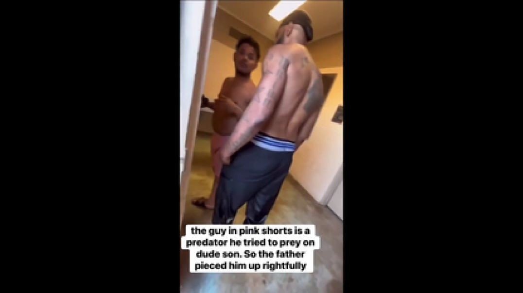 GUY IN PINK SHORTS IS A PREDATOR TRYING TO PREY ON YOUNG BOY 🥊 FATHER PIECED HIM UP RIGHTFULLY❗