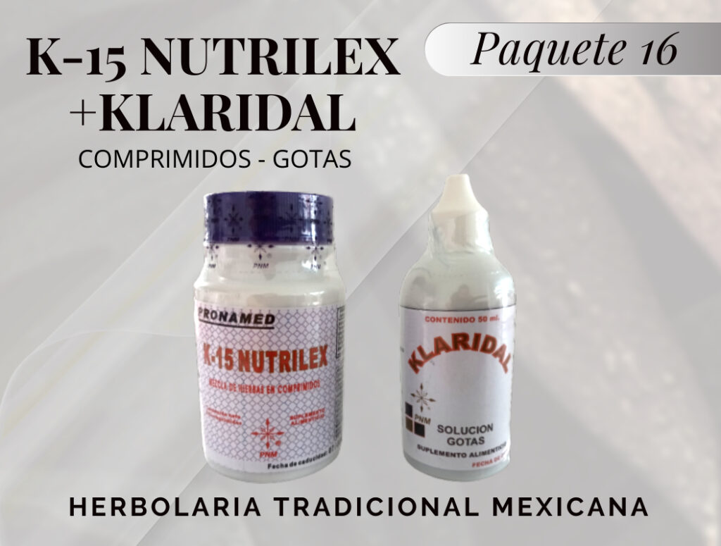 K15 NUTRILEX + KLARIDAL Gotas | Paquete 16.