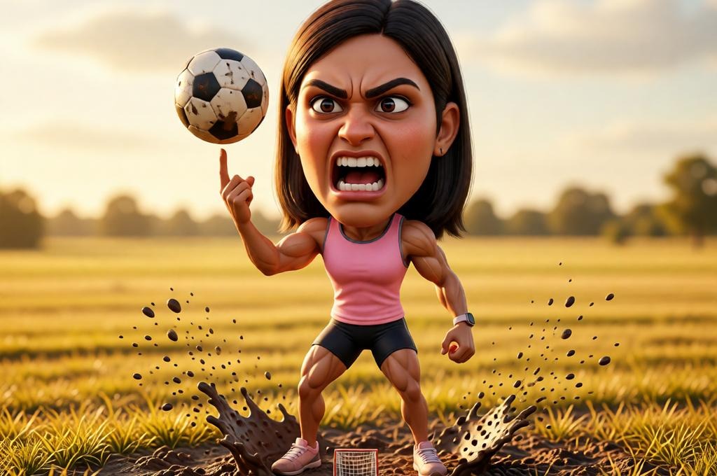 3D Female Athlete Caricature with Exaggerated Style