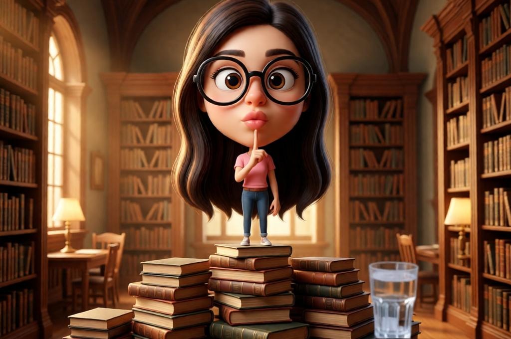 3D Female Librarian Caricature Prompt