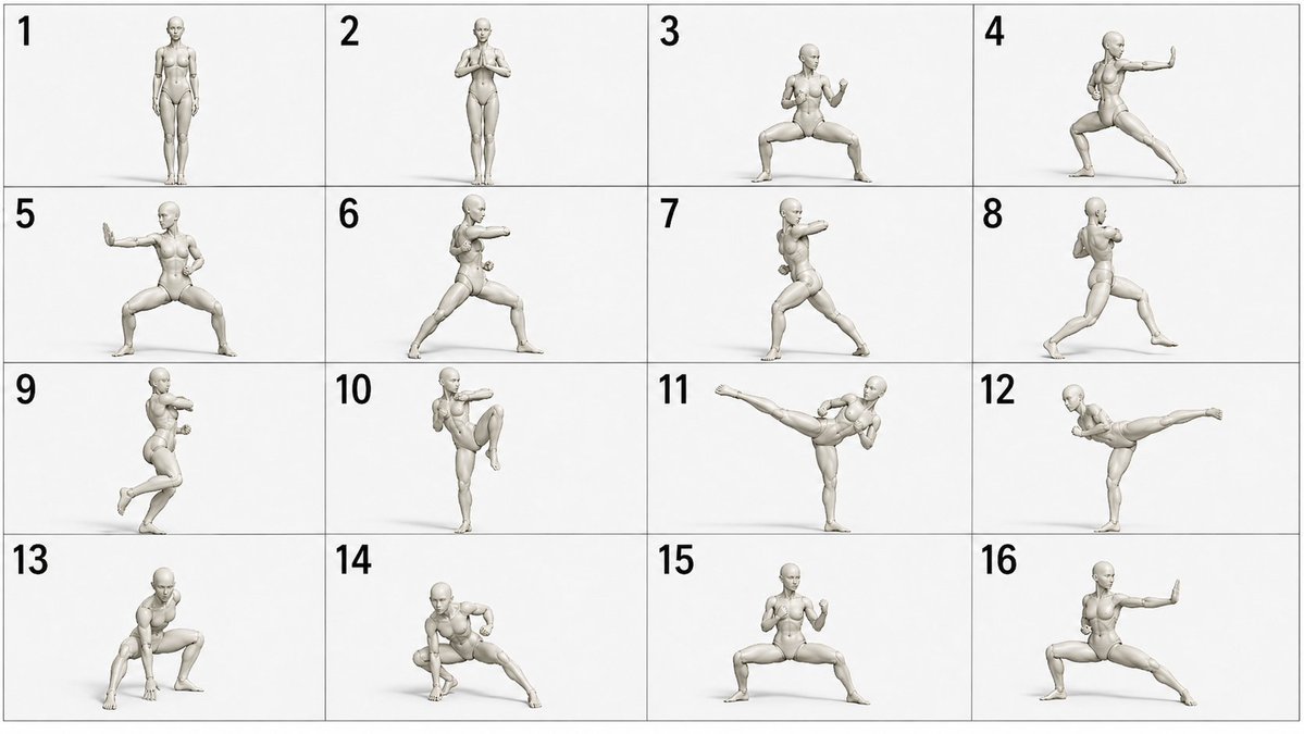 3D Figure Martial Arts Grid Pose Generator