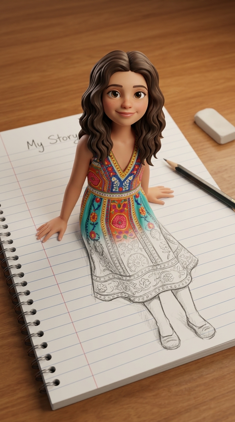3D Illusion Art: Person Stepping Out of Notebook Page