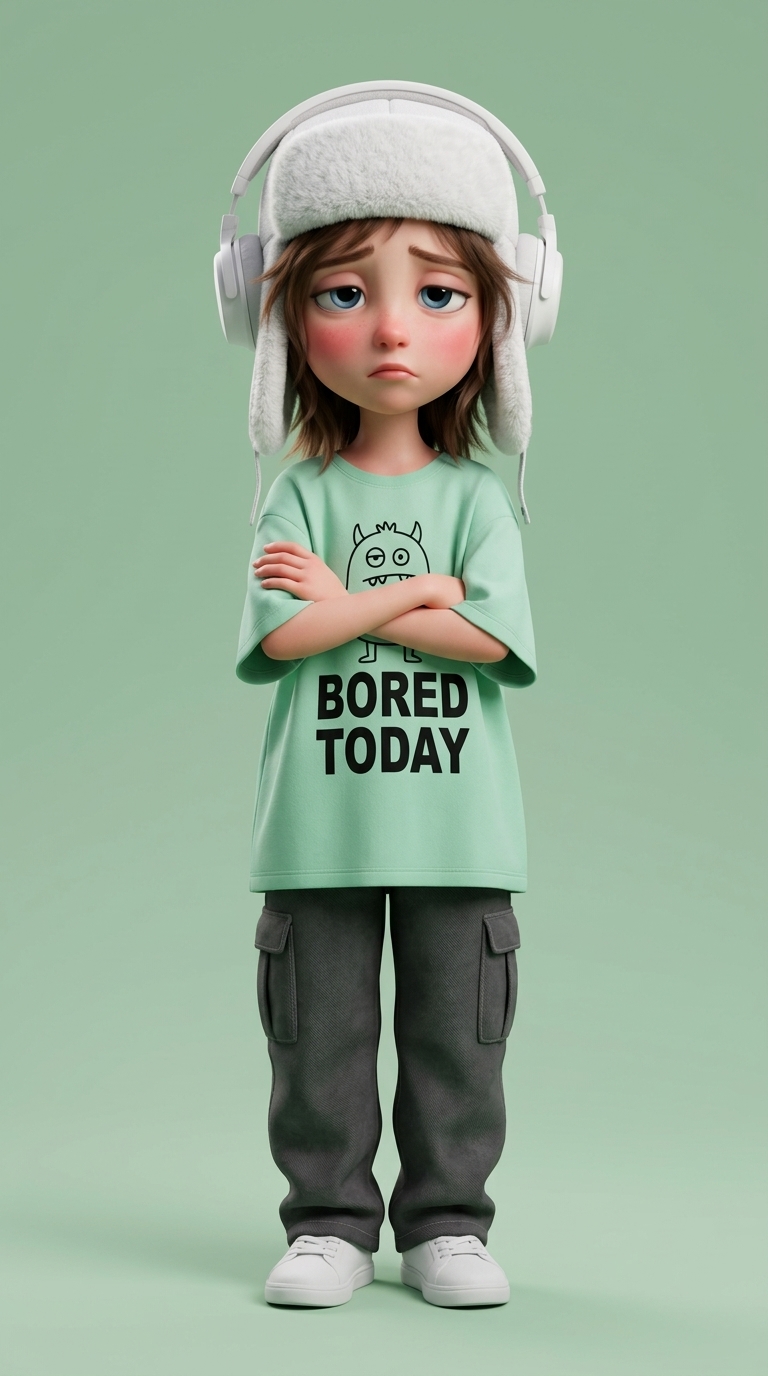 3D Pixar Bored Man in Bored Today Shirt