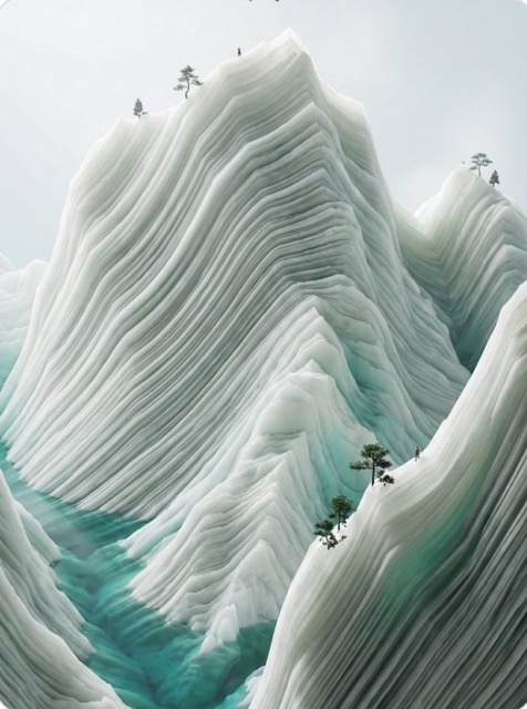 3D Vertical Mountain Art Vertical Masterpiece Neo-Chinese Style