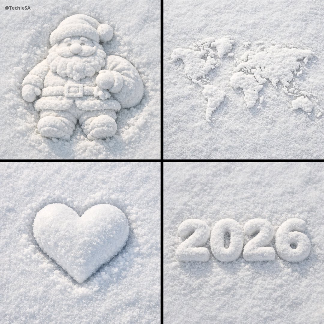 3D White Snow Object on Snowy Surface Top-Down View