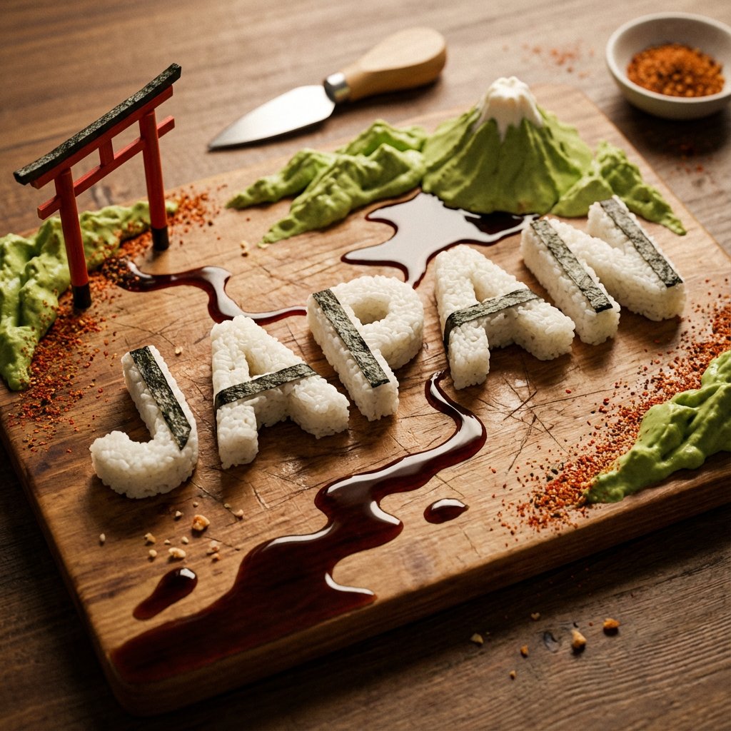 AI 3D Sushi Charcuterie Board Artwork of Japan Map