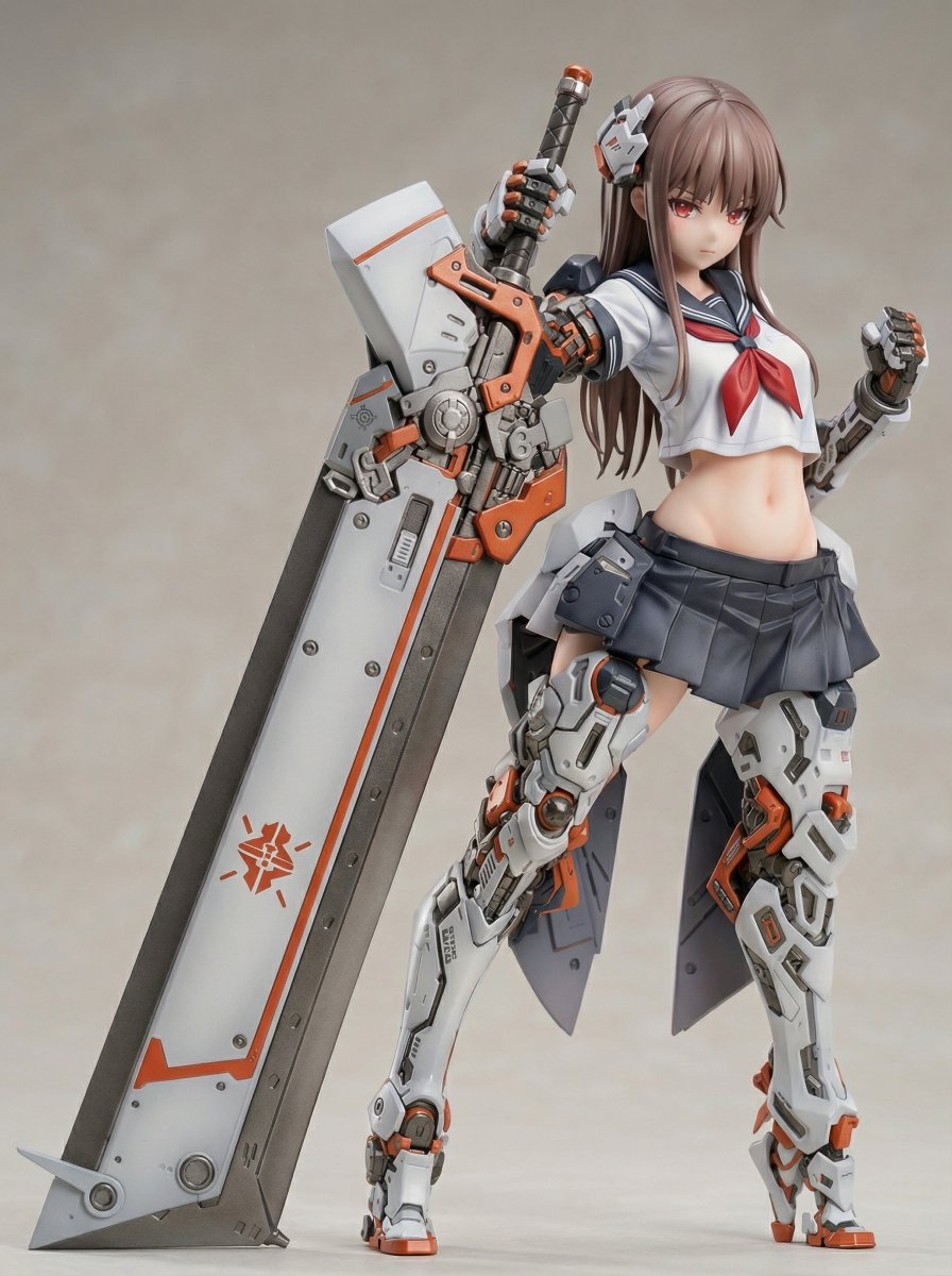 AI Prompt for 1/7 Scale Armored Mecha Girl Figure Packaging