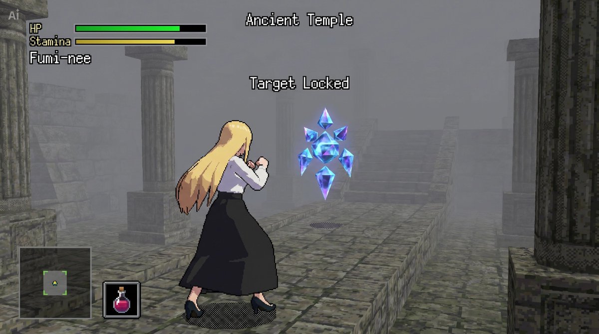 AI Prompt for 32-Bit Low Poly Action RPG Character and UI