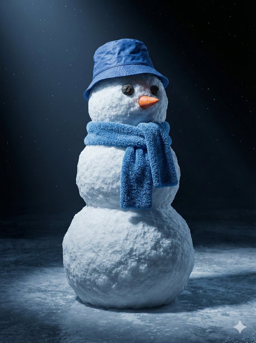 AI Prompt for a 3D Snowman Portrait with Textured Snow and Starry Night Sky