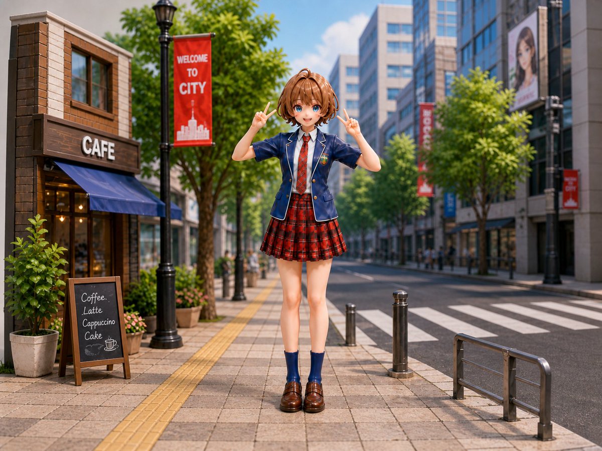 AI Prompt for Anime Schoolgirl City Diorama with Photorealistic 3D Render