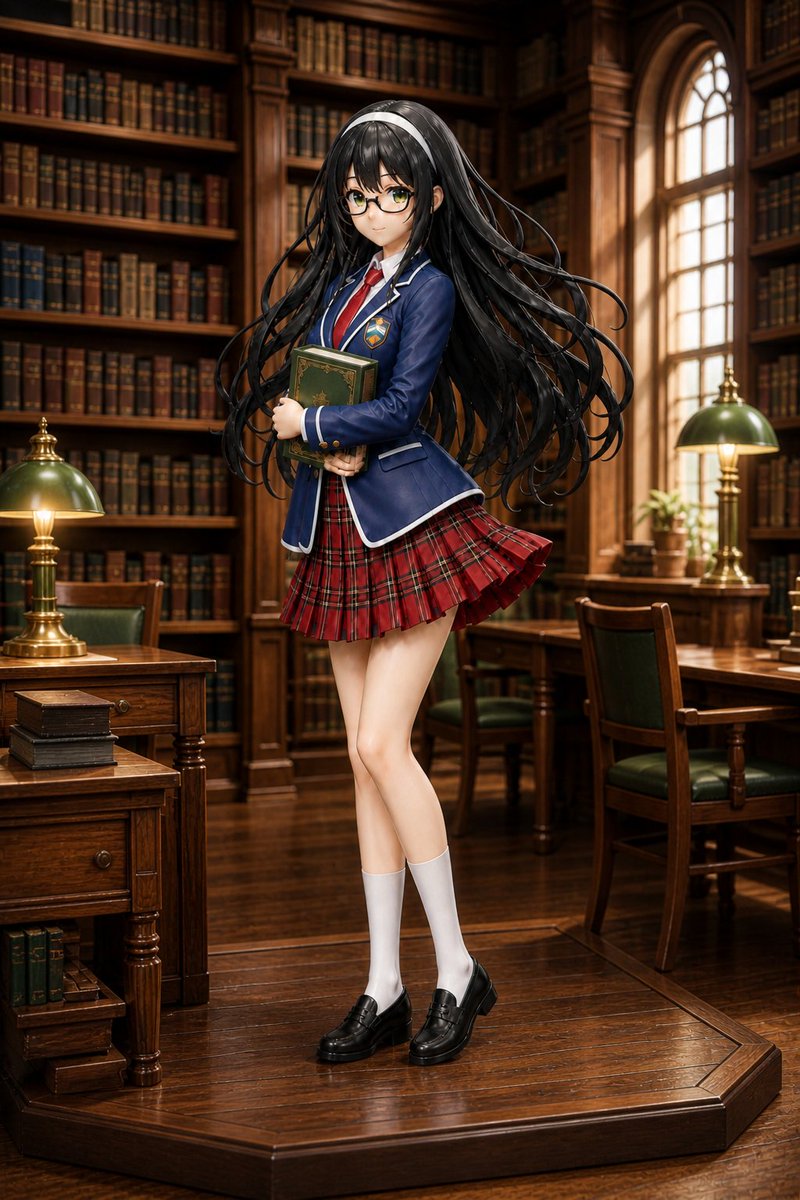 AI Prompt for Anime Schoolgirl Library Diorama Scene