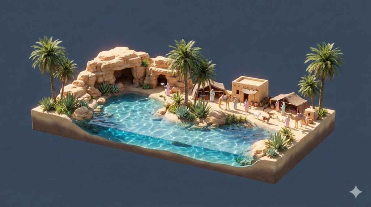 AI Prompt for Desert Oasis 3D Diorama Art