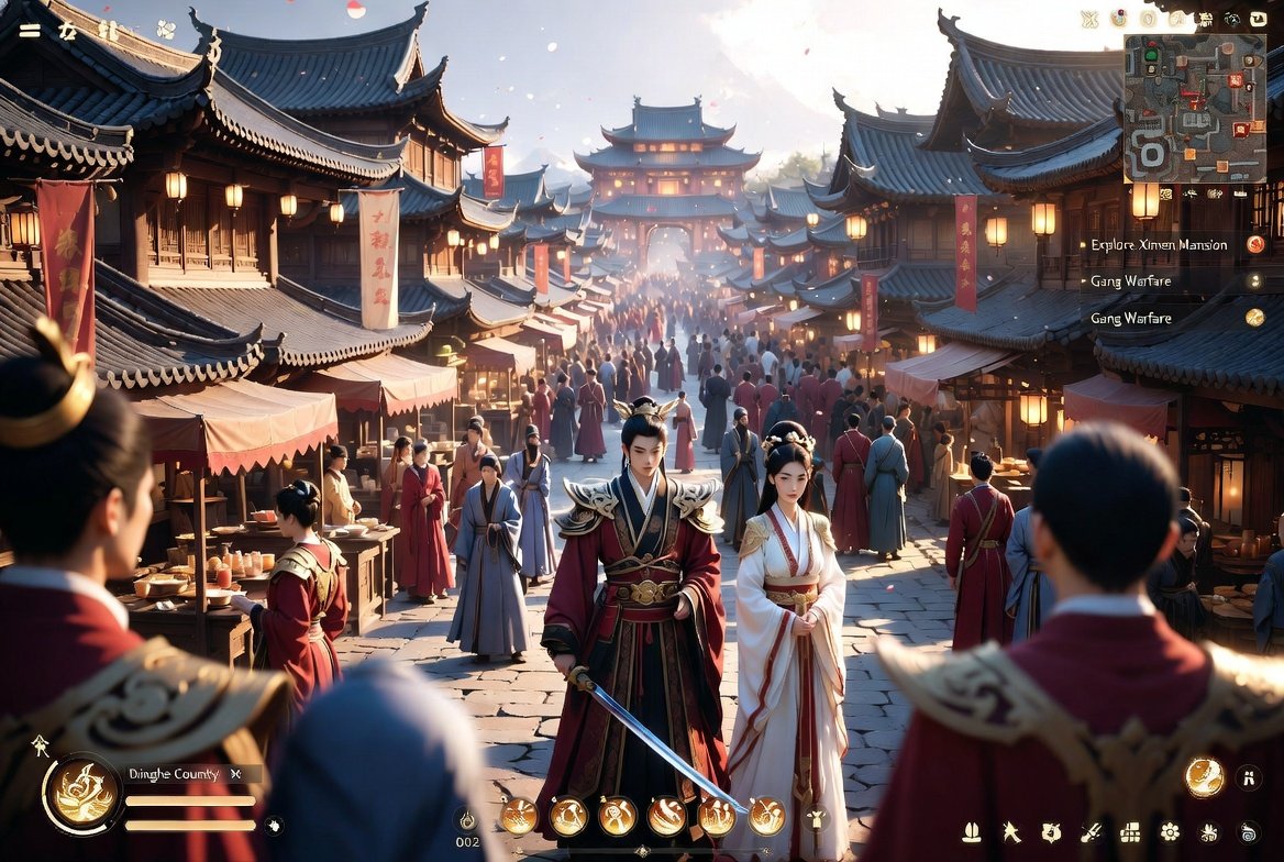 AI Prompt for Fantasy Ancient Chinese RPG UI Screenshot Glossy Rendering