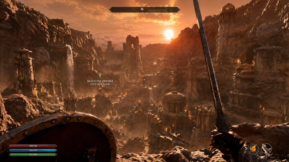 AI Prompt for First-Person Fantasy RPG Screenshot with Customizable UI Elements