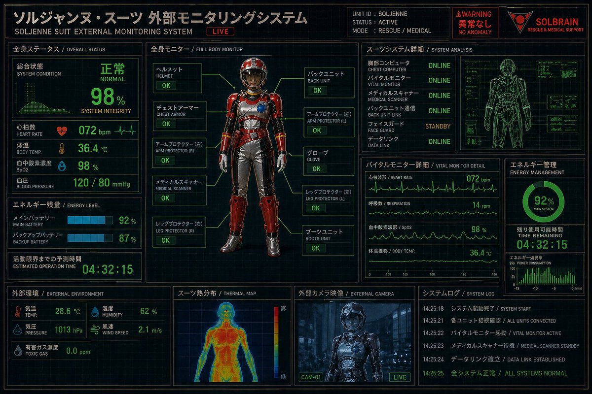 AI Prompt for Futuristic Cyberpunk Rescue Suit Design with HUD Display