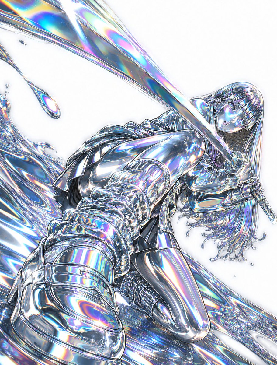 AI Prompt for Futuristic Liquid Metal Art: Create Iridescent Holographic Images