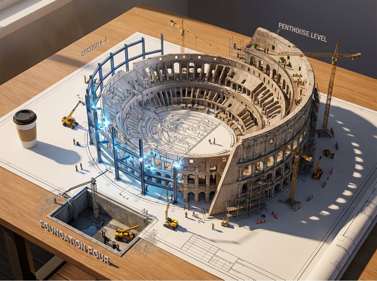 AI Prompt for Generating 3D Architecture Diagrams with Construction Elements
