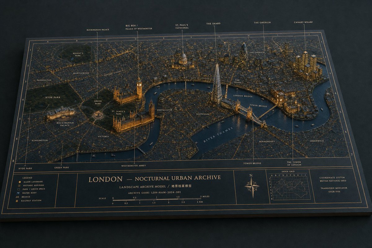 AI Prompt for generating a Nighttime 3D Map of London
