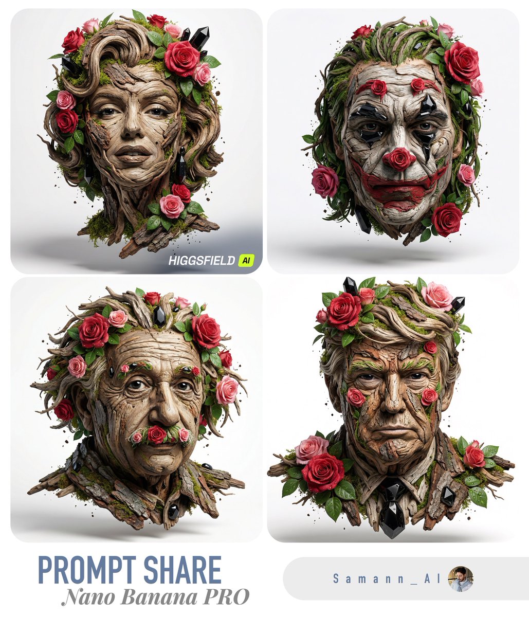 AI Prompt for Generating Luxurious Nature-Inspired 3D Sculptures from Portraits
