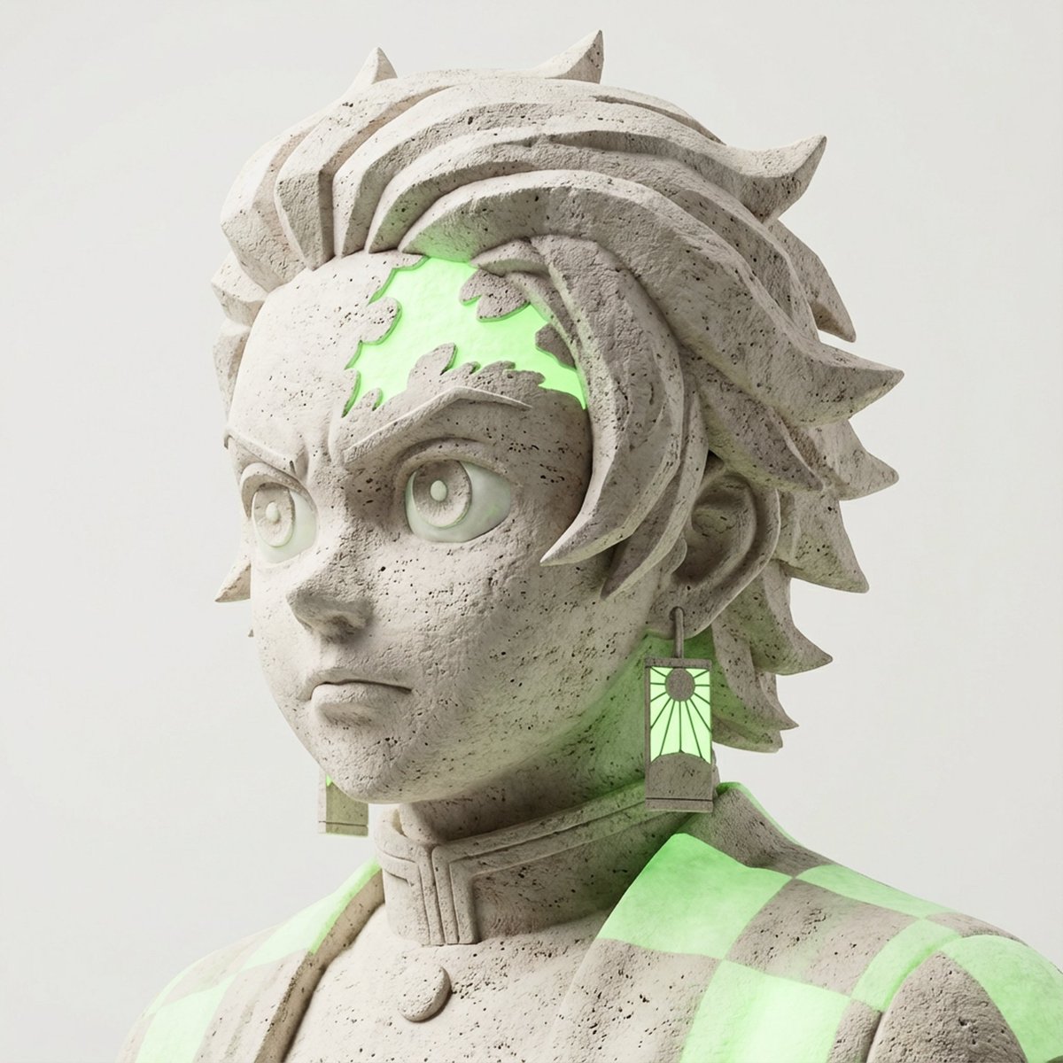 AI Prompt for High-End 3D Limestone Sculpture with Neon Glow