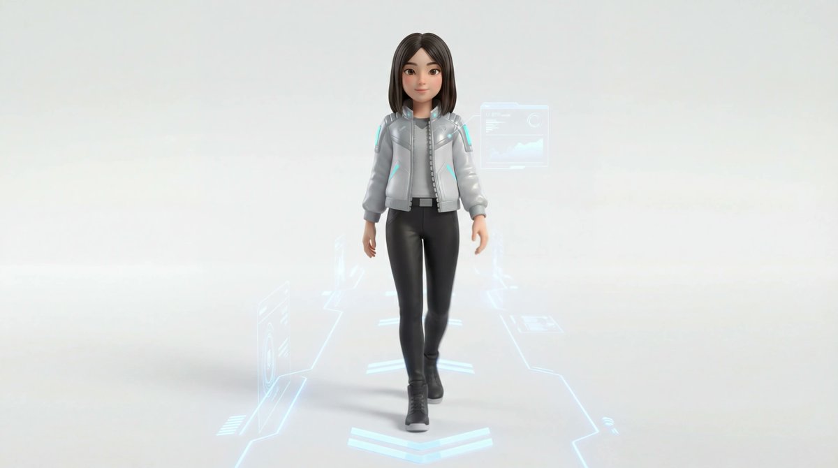 AI Prompt for High-Quality 3D Character Interactions with Floating Interfaces
