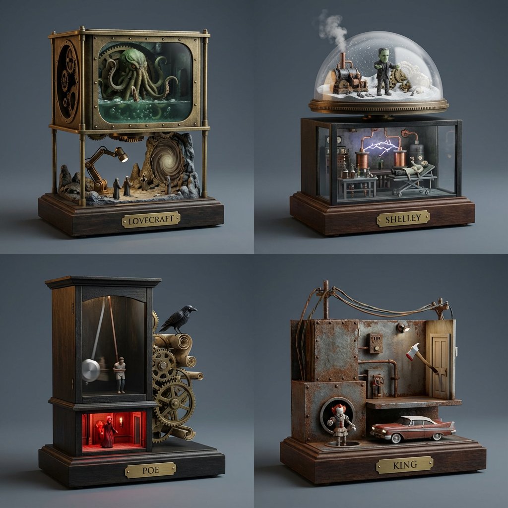 AI Prompt for Horror Universe Kinetic Sculptures Grid