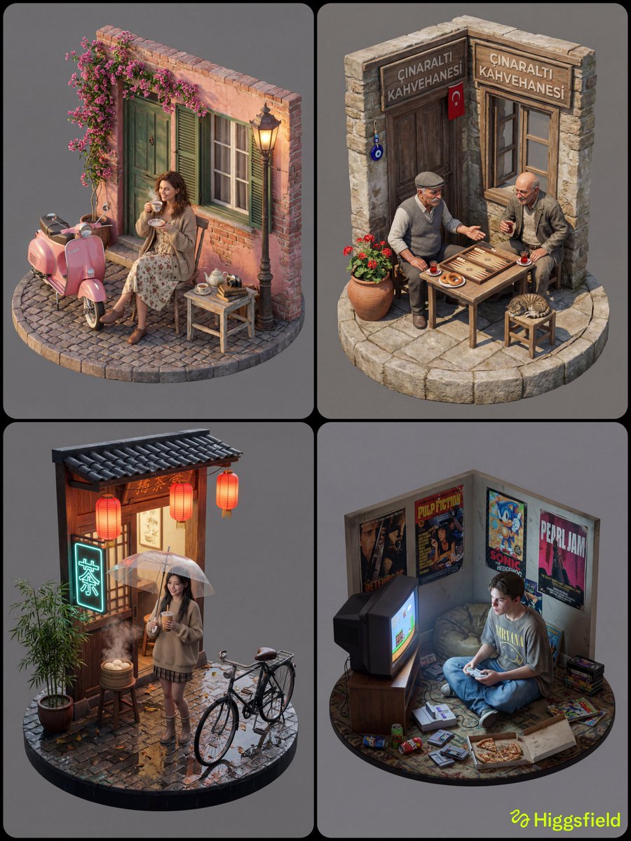 AI Prompt for Hyper-Realistic 3D Isometric Scene with Living Human Texture