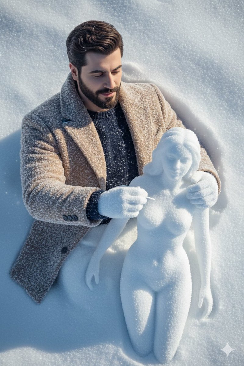 AI Prompt for Hyper-Realistic 3D White Snow Sculpture
