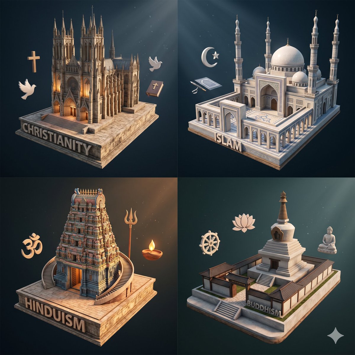 AI Prompt for Isometric 3D Architecture Diorama Poster