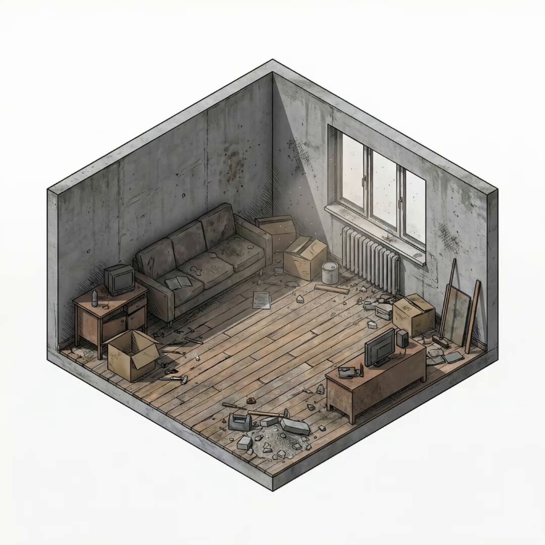 AI Prompt for Isometric Interior Design Time-Lapse Video