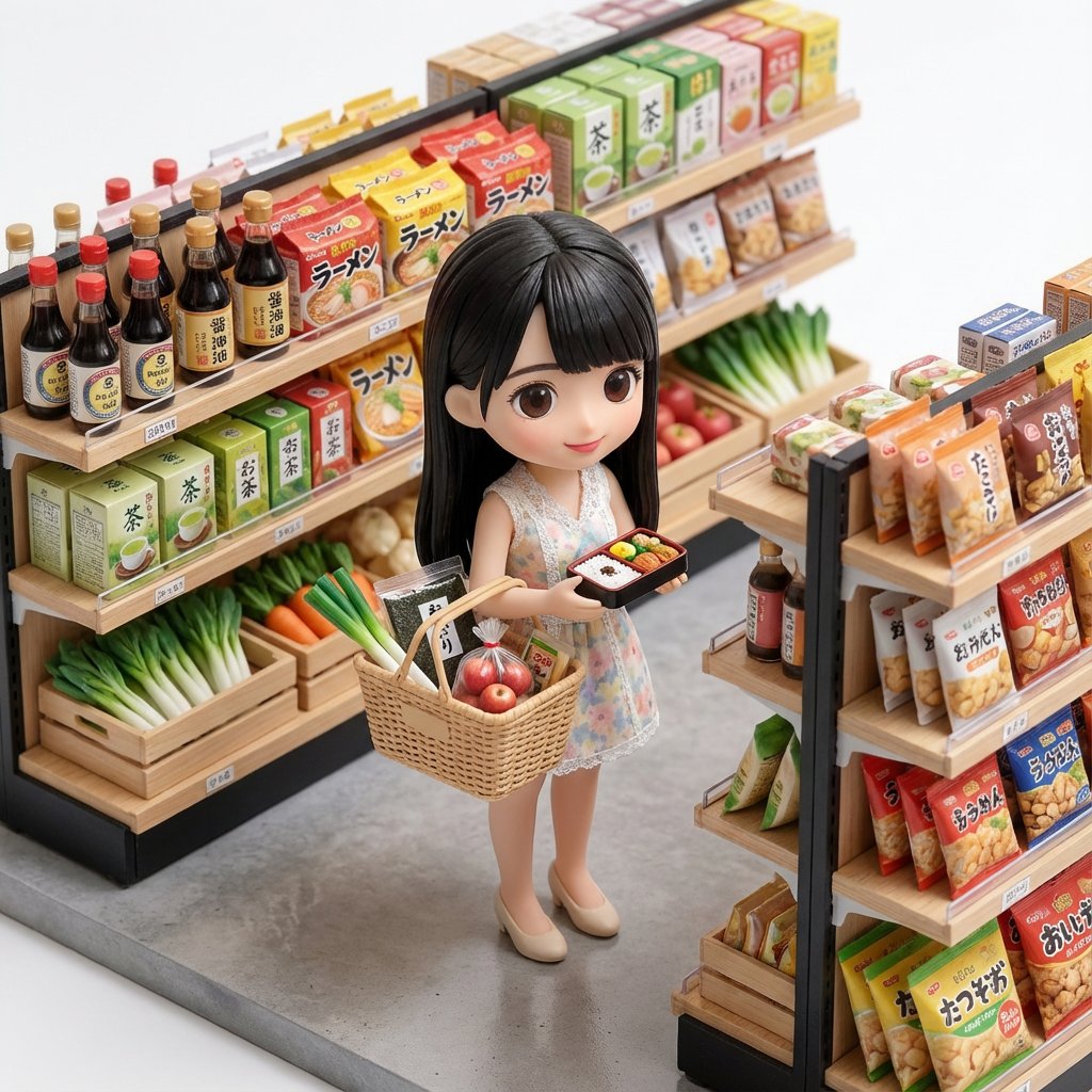 AI Prompt for Isometric Miniature 3D Figurine of a Character in a Japanese Flower Shop