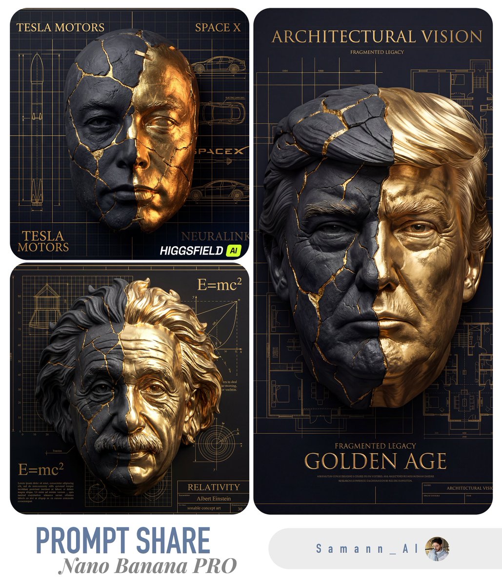 AI Prompt for Kintsugi-Inspired 3D Portrait with Architectural Background