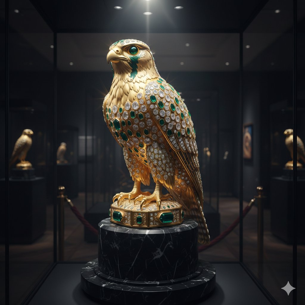 AI Prompt for Luxury 3D Ornate Gold Falcon Sculpture