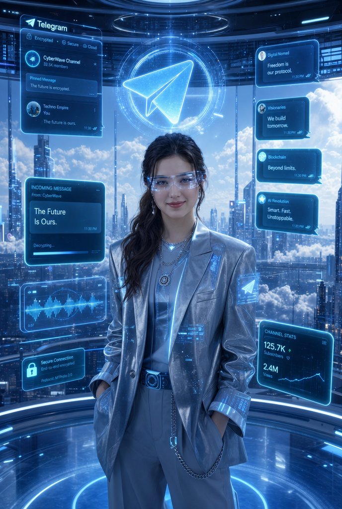 AI Prompt for Luxury Cyberpunk Woman with Holographic Chats