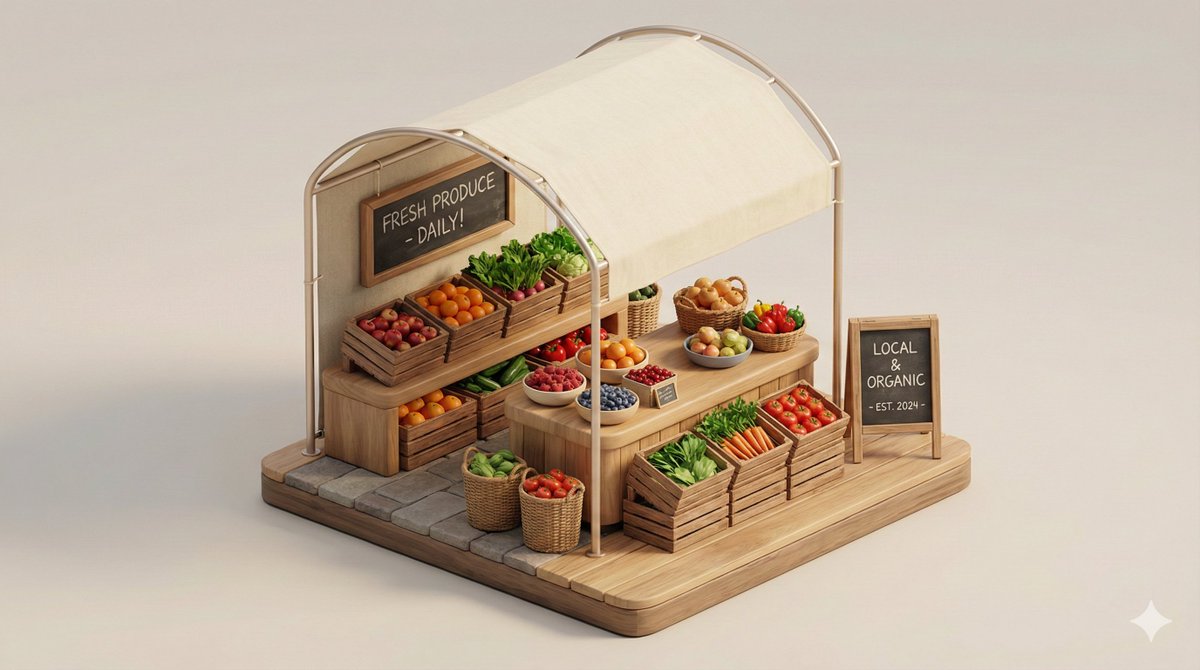 AI Prompt for Minimal 3D Isometric Urban Retail Kiosk Diorama in Modern Design Style
