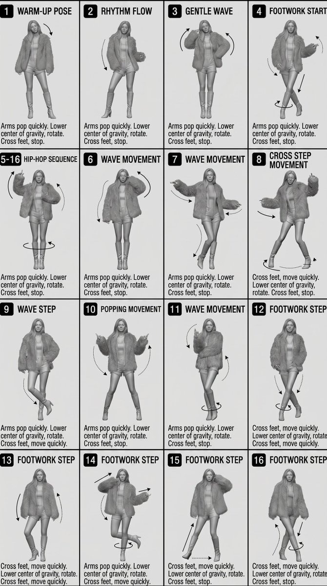 AI Prompt for Minimalist Hip-Hop Dance Storyboard with 3D Render