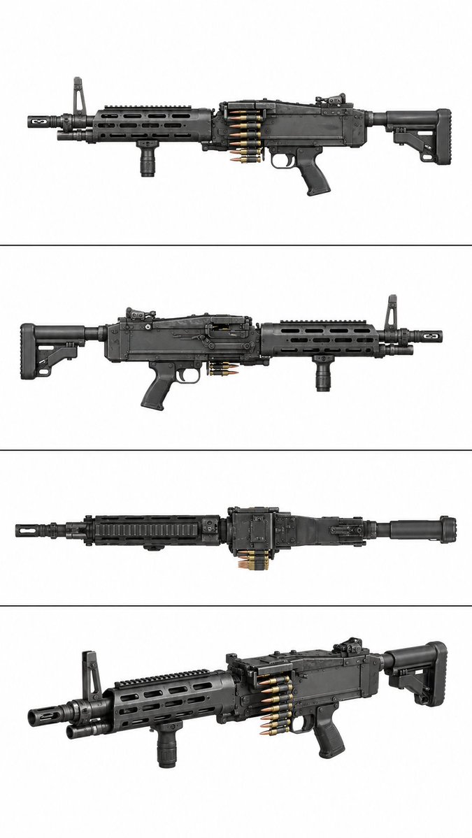 AI Prompt for Modern Belt-Fed Machine Gun 3D Render Reference