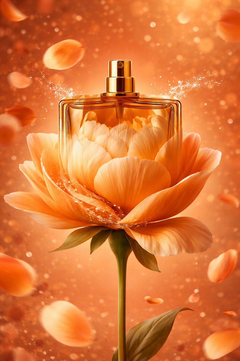 AI Prompt for Perfume Product Visual with Realistic Petals and Studio Lighting