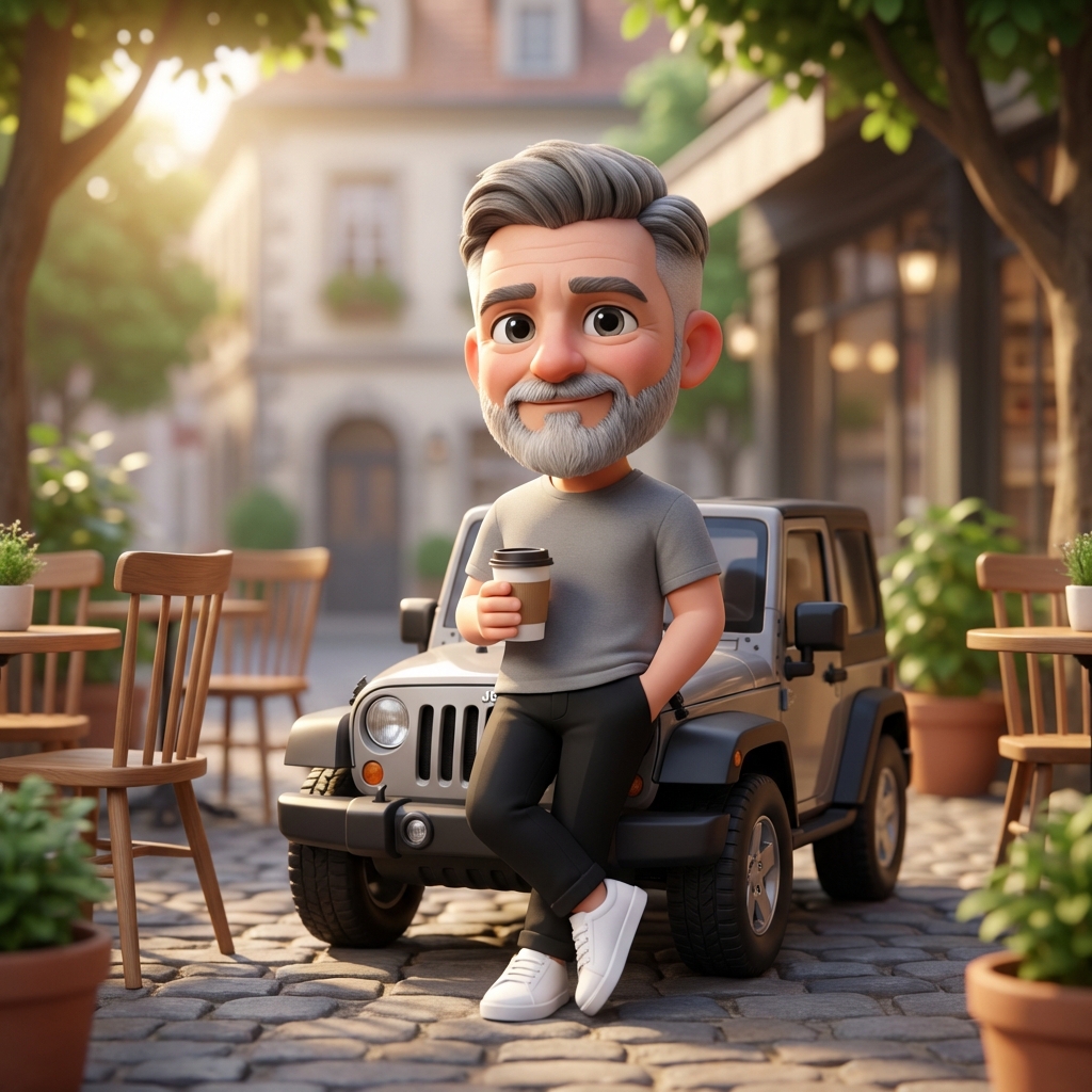 AI Prompt for Pixar-Quality 3D Chibi Character with Mini Jeep